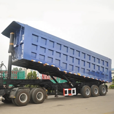 Acero personalizable 35 40 M3 Remolque de transporte de piedra con remolque de inclinación trasera Semirremolque de inclinación trasera