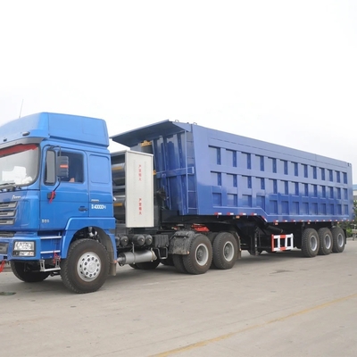 Acero personalizable 35 40 M3 Remolque de transporte de piedra con remolque de inclinación trasera Semirremolque de inclinación trasera