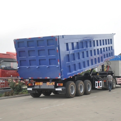 Acero personalizable 35 40 M3 Remolque de transporte de piedra con remolque de inclinación trasera Semirremolque de inclinación trasera
