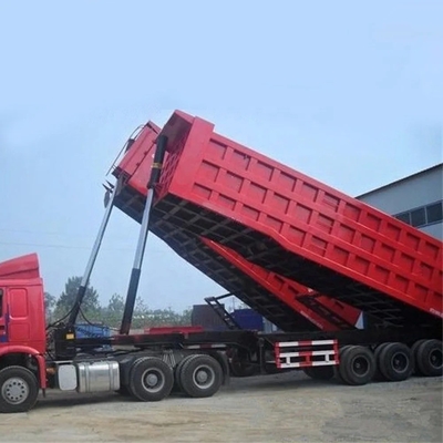 Acero personalizable 35 40 M3 Remolque de transporte de piedra con remolque de inclinación trasera Semirremolque de inclinación trasera