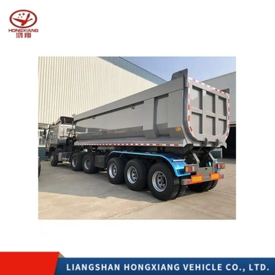 Acero 4 ejes de trabajo pesado lateral de aluminio trasero 30 50 60tones Semi camión hidráulico Dump trailer
