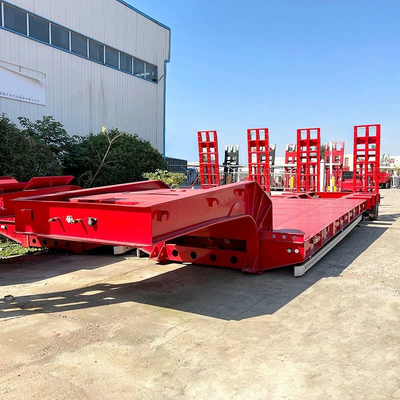 Semiremolque de cama plana de 100 toneladas con 3 ejes y 4 ejes para el transporte de equipos pesados