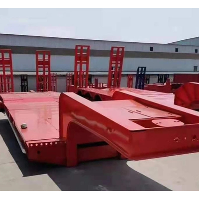 40FT 3 de eje de cuello de ganso plataforma baja semirremolque de cama plana semirremolque de 3 de eje de remolque