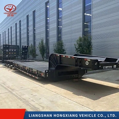 Camión de 40 pies con cama baja, remolque de transporte de 60 toneladas, remolques de 3 ejes, remolque de carga pesada