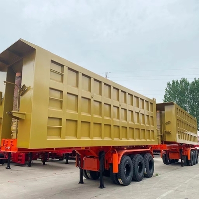 12 Número de neumático Semirremolque de descarga de 40 t 50 t Camión de 3 ejes en forma de U para tractor hidráulico de minería