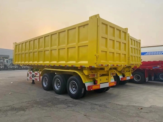 Semi remolque de 30 cbm con volante trasero con diseño de lecho plano y auto volante hidráulico de tres ejes