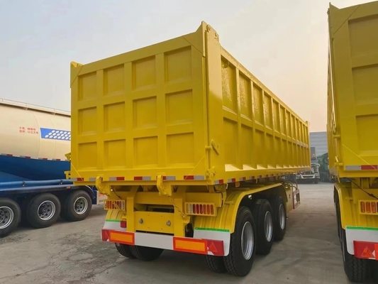 Semi remolque de 30 cbm con volante trasero con diseño de lecho plano y auto volante hidráulico de tres ejes