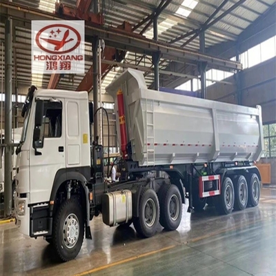 45cbm 40 50 60 toneladas U en forma de extremo trasero tirador de basura semi camión remolques de acero de cama plana