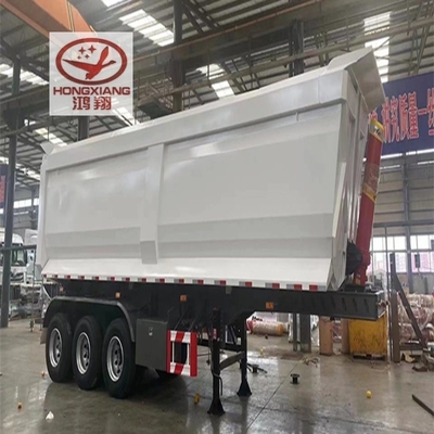 45cbm 40 50 60 toneladas U en forma de extremo trasero tirador de basura semi camión remolques de acero de cama plana