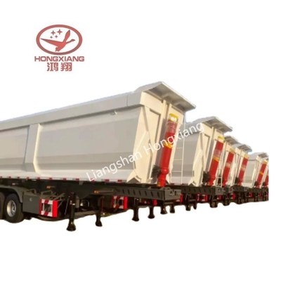 No auto-dumping Tri-axles doble lado de descarga de tirador Semi-remolque diseño de piso plano