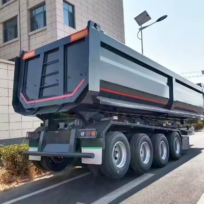 Tractor de 60 metros cúbicos de lecho plano de extremo hidráulico trasero de tirador de descarga Semi remolque de trabajo pesado