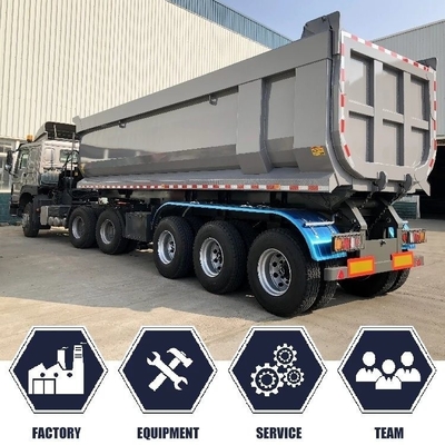 4 ejes camión de descarga en forma de U de 30 t semirremolque con ejes de 13 t y banda de rodadura de 2240 mm
