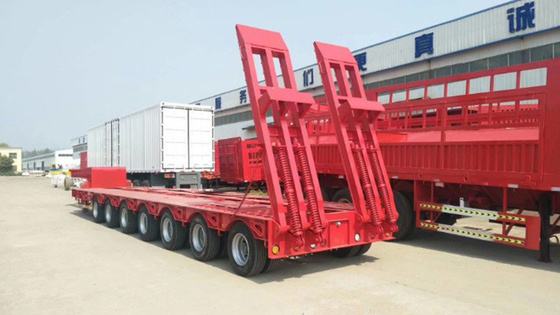 Directo 3 4 Ejes 60tons 80 Tons Baja Cama Trailer de plataforma / Trailer de contenedores de cama plana