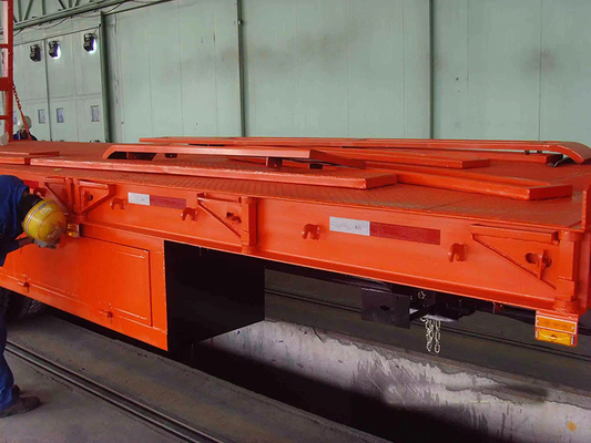 Semi remolque de cama baja con rampa 4 3 ejes 40FT 100t remolque de camión de cama baja de carga pesada
