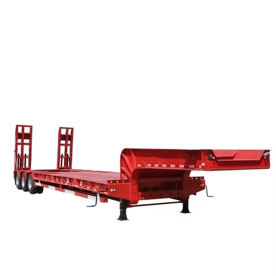 Servicio postventa de 3 años Camión de cama baja Trailer cuello de ganso Lowboy Camión de cama plana Semi-trailer