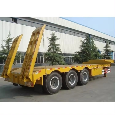 Camioneta tipo 3 Eje 40 FT Cargador de cama media plana y baja con gancho Remolque de transporte en Uzbekistán