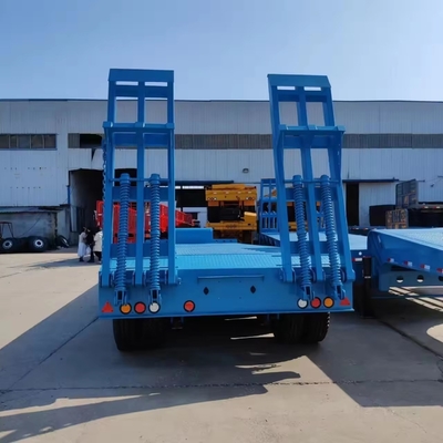 Camioneta tipo 3 Eje 40 FT Cargador de cama media plana y baja con gancho Remolque de transporte en Uzbekistán