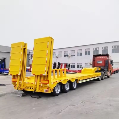 Camioneta tipo 3 Eje 40 FT Cargador de cama media plana y baja con gancho Remolque de transporte en Uzbekistán