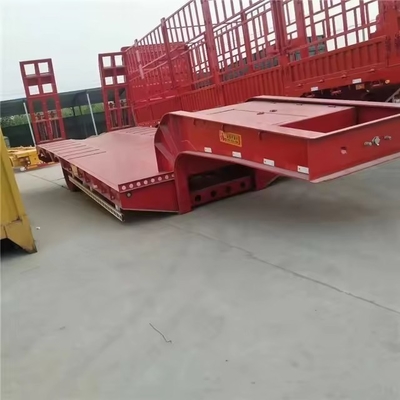Camioneta tipo 3 Eje 40 FT Cargador de cama media plana y baja con gancho Remolque de transporte en Uzbekistán