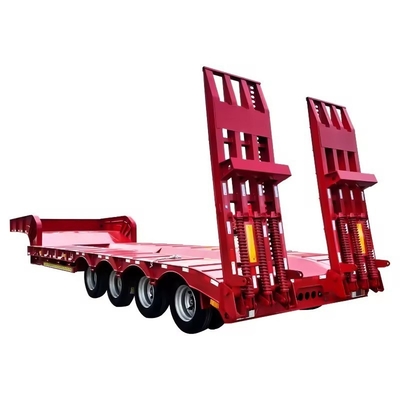 Contenedor avanzado de 2 ejes de 40 t de cama baja Chasis remolque de cama plana con pierna de aterrizaje manual
