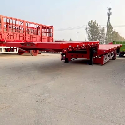 Camión semi remolque de cama baja de 3 ejes de 100 t con elevador hidráulico y cuello de ganso