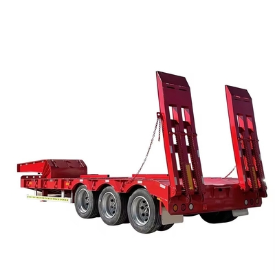 Vendedores 2 Ejes Camión de cama plana de cama baja Carro Dolly Remolque con frenos Carga inferior a 50 T