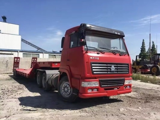 Tractor pesado de 3 ejes de 10-15 m de lecho bajo, semirremolque de lecho plano para equipos pesados