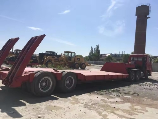 Tractor pesado de 3 ejes de 10-15 m de lecho bajo, semirremolque de lecho plano para equipos pesados