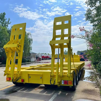Personalización 3 Ejes 80 100 toneladas Capacidad Lowboy Semirremolque para cargador frontal cama baja