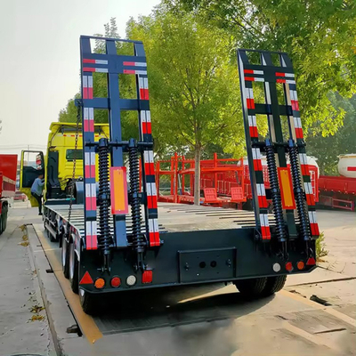 Pneumático número 12 Extensible 3 Axle Low Bed Trailer Dual Hydraulic Lowbed Semi Truck Trailer