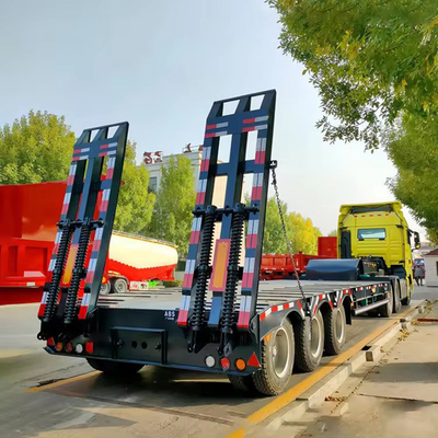 Piso de aterrizaje manual 3 Eje 40 FT Semirremolque de cama plana para transporte de carga pesada
