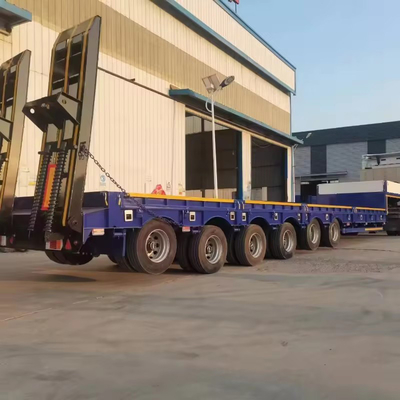 Piso de aterrizaje manual 3 Eje 40 FT Semirremolque de cama plana para transporte de carga pesada
