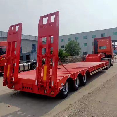 12 neumáticos 4 ejes 60 toneladas Gran remolque extensible de lecho bajo Removible remolque de cuello de ganso