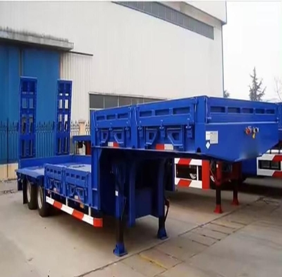 Remolque de camión de baja anchura de 3 ejes de 13m50t con chasis plano y remolque hidráulico extensible