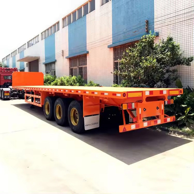 Semi remolque de cama baja tipo brazo de arrastre directo Telescópico remolque de camión de cama plana baja