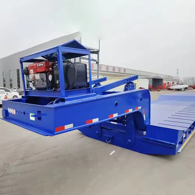 60 80 100 toneladas Cuello de ganso Desmontable Cargador bajo Lowboy Camión de cama plana de cama baja Semirremolque