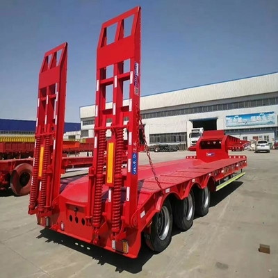 Personalización 3 Ejes 80t Lowbed Lowboy Low Flatbed Cargador Drop Deck Trailer Trampolín 1820mm