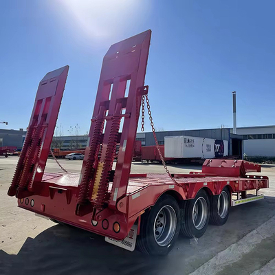 180T 200T Extensible Modular Baja Cama Trailer de cama plana 16 Ejes en 8 Líneas camión de carga pesada