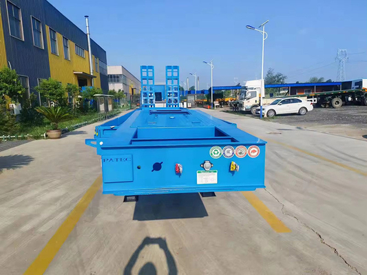 40 FT Cargador de cama media plana y baja con gancho, remolque de transporte con banda de rodadura de 1820 mm
