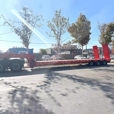 40 FT Cargador de cama media plana y baja con gancho, remolque de transporte con banda de rodadura de 1820 mm