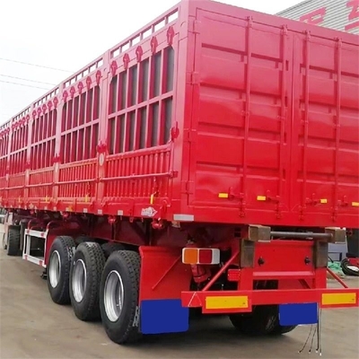 Acero 3 Ejes 4 Ejes Pared lateral de cerco Semi-remolque con sistema de frenado antibloqueo ABS