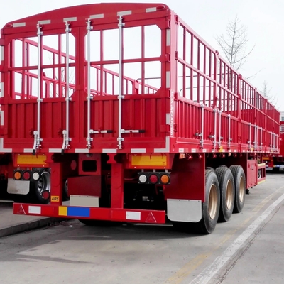 Acero 3 Ejes 4 Ejes Pared lateral de cerco Semi-remolque con sistema de frenado antibloqueo ABS