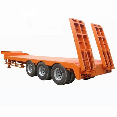 Trailers de piso plano bajo de 40 pies con 3 ejes de 60 toneladas con rampa hidráulica y personalizables