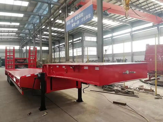 Transporte de equipos pesados Semi-remolque de cama baja con banda de rodadura de 1820 mm