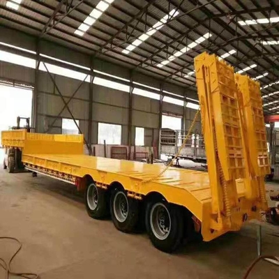 12m de cama plana de carga semi remolques con 3 ejes cuello de ganso de transporte cama baja