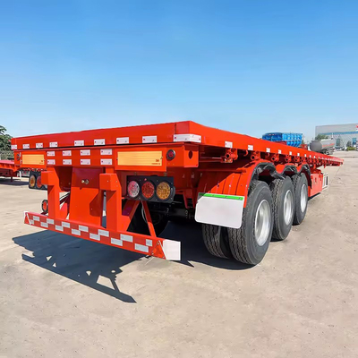 Pneumático 12r22.5 3 Eje 40 FT Semirremolque de cama plana para el transporte de contenedores de hierro