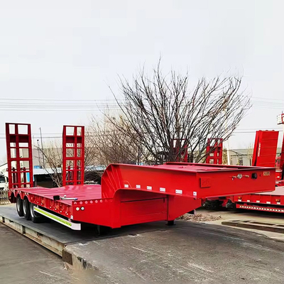Pneumático 12r22.5 3 Eje 40 FT Semirremolque de cama plana para el transporte de contenedores de hierro