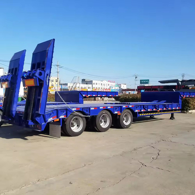 Equipo pesado de transporte Lowboy de 100 toneladas 4 ejes Semi remolque con cuerpo de hierro