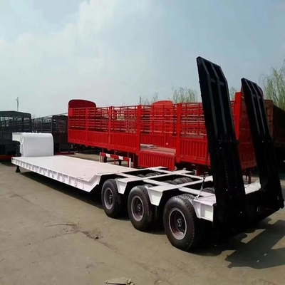 1 año de servicio postventa 3 ejes 50t Lowbed Lowboy Low Flatbed Loader Drop Deck Trailer