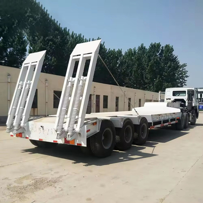 1 año de servicio postventa 3 ejes 50t Lowbed Lowboy Low Flatbed Loader Drop Deck Trailer